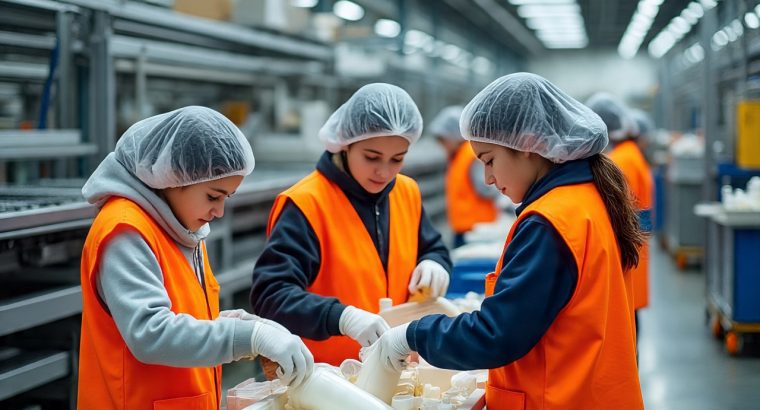 عمال تعبئه وتغليف بمصانع