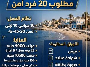 مطلوب افراد امن بقريه في الساحل